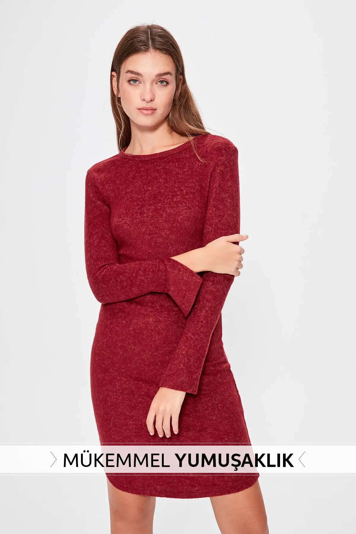 Trendyol бордовое трикотажное платье TWOAW20EL0342|Женские платья| |
