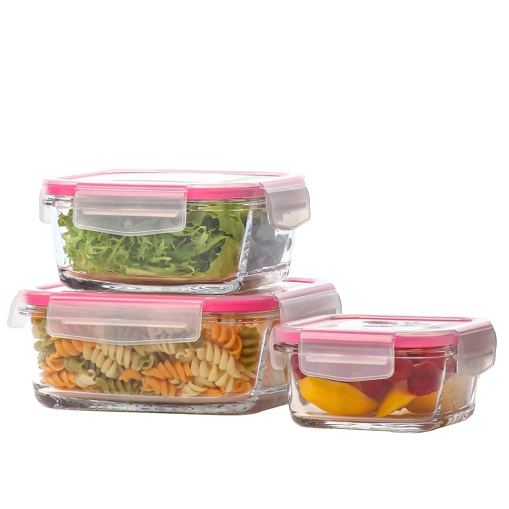 3pcs kitchen organizer glass food storage box container set airtight locked jars vacuum lid pantry legume cheese olive butter free global shipping