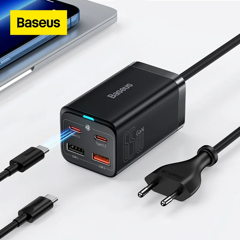 Фото Baseus Gan 2 3 65W зарядное устройство Quick Charge QC4.0 PD3.0 USB Type-C с функцией быстрой для iPhone 12 Pro Baseus Gan 2 3 65W зарядное устройство Quick Charge QC4.0 PD3.0 USB Type-C с функцией быстрой для iPhone 12 Pro