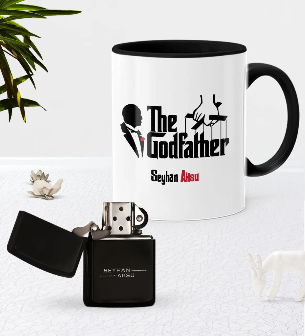 

Персонализированная черная кружка Godfather, набор бензиновых металлических зажигалок