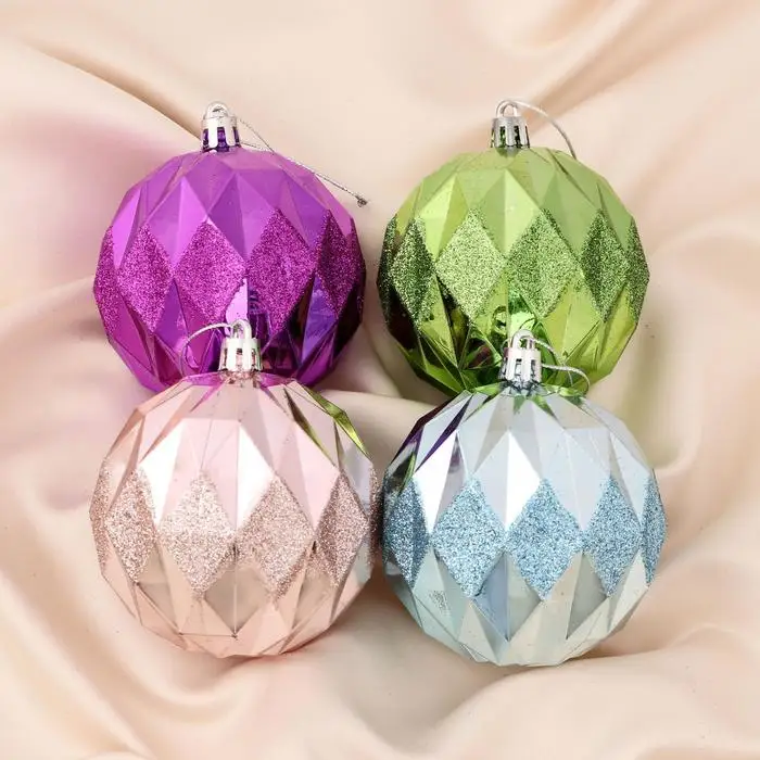 Набор шаров пластик d-8 см 4 шт 'Блеск граней' (комплект из шт) |