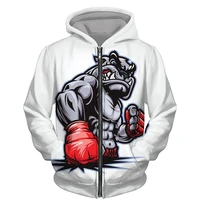autumn winter 3d printed boxing dog mens zipper sweatshirts hoodies fashion casual men long sleeve hooded top clothing