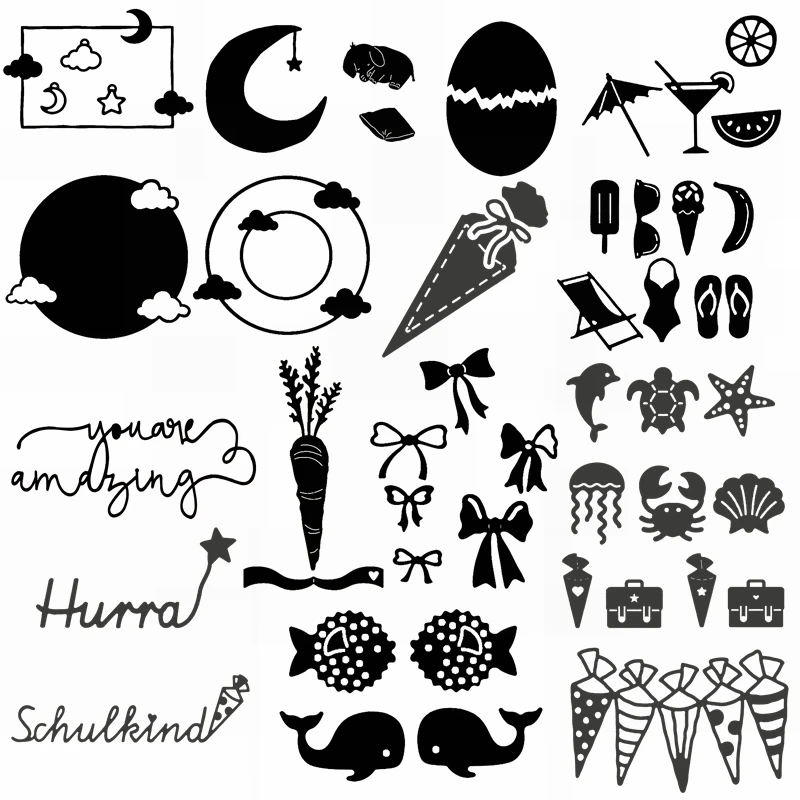 Облака Луна яйцо сахар слово летние напитки металлическая резка штампы для