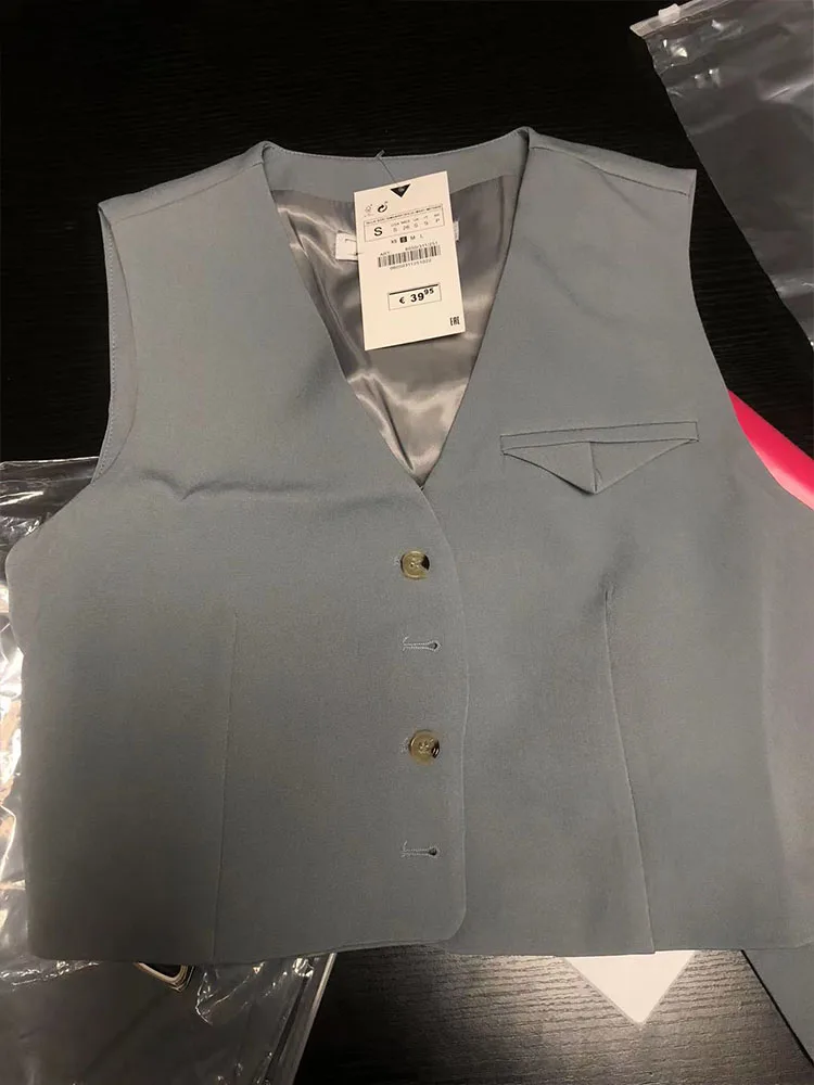 

High Quality Spring New Casual Pocket Straight Pants Unisex Trousers + V-Neck Sleeveless Vest Casual Suit Premium Sense