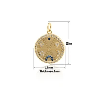 cz enamel gold coin pendant moon star heart eye rainbow necklace round coin gold coin charm diy jewelry making accessories