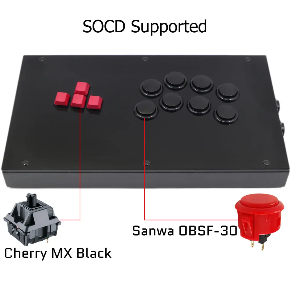 

RAC-J800K Keyboard Buttons Arcade Joystick Fight Stick For PS4/PS3/PC Sanwa OBSF-30 Cherry MX Black Mixbox