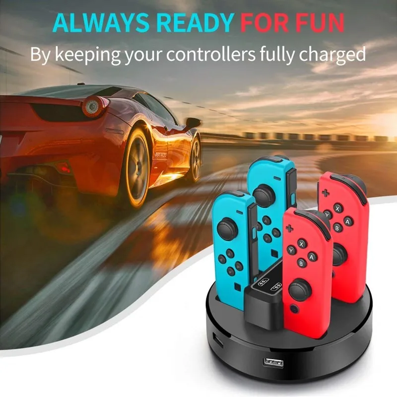 Joy-Con контроллер выключателя Зарядное устройство Зарядка Док-станция для Nintendo