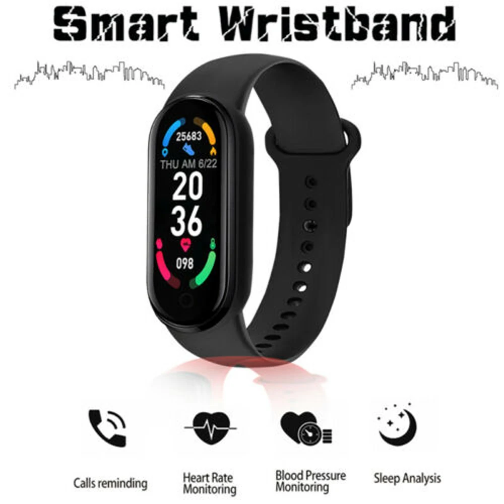 

M6 Bracelet Fitness Smart Watch Wristband Man Women Sport Band6 Heart Rate Monitor Sleep Sports Fitness Tracker Message Reminder