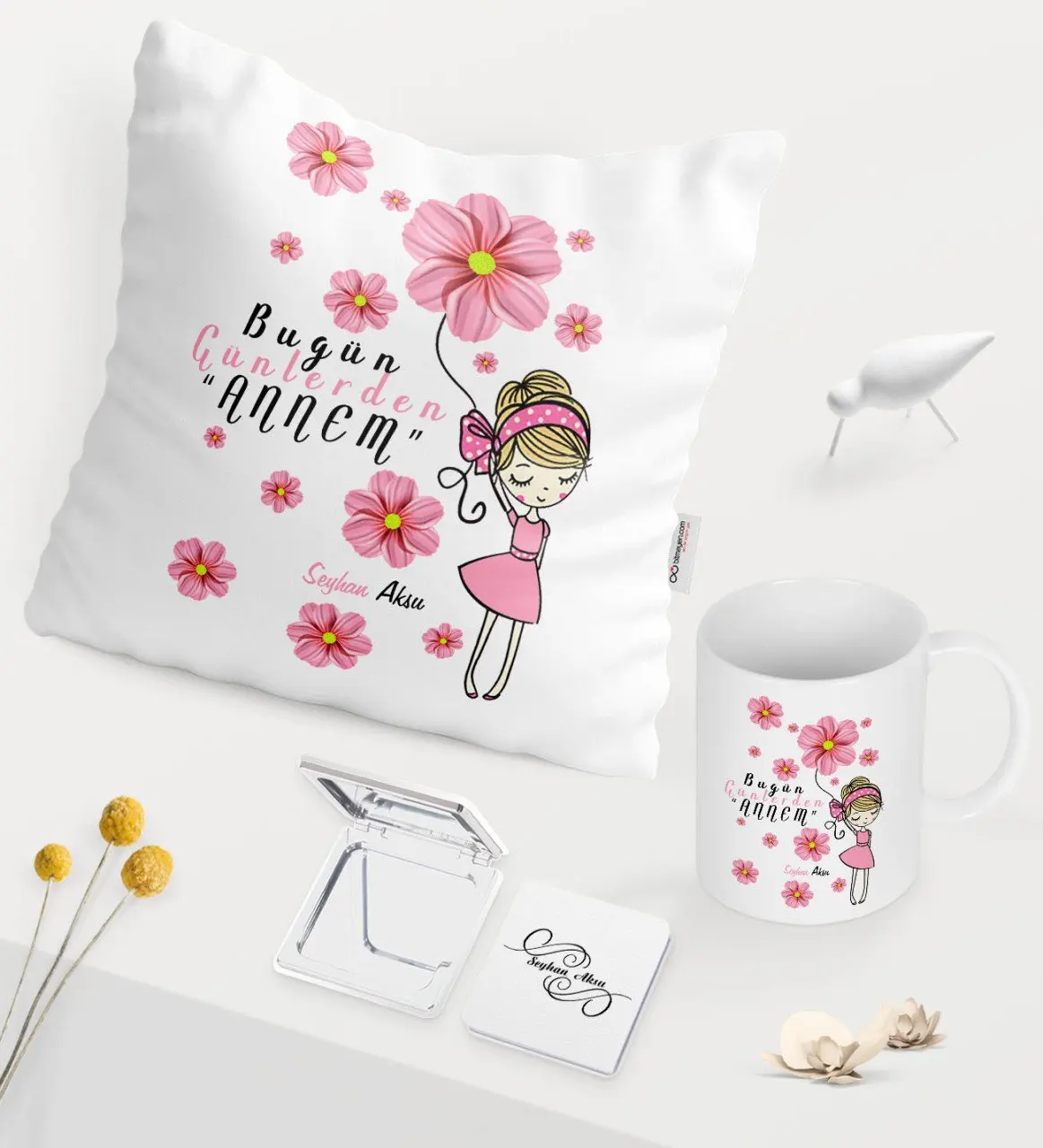 

Персонализированные день сегодня мама белая кружка зеркало подушка набор-2