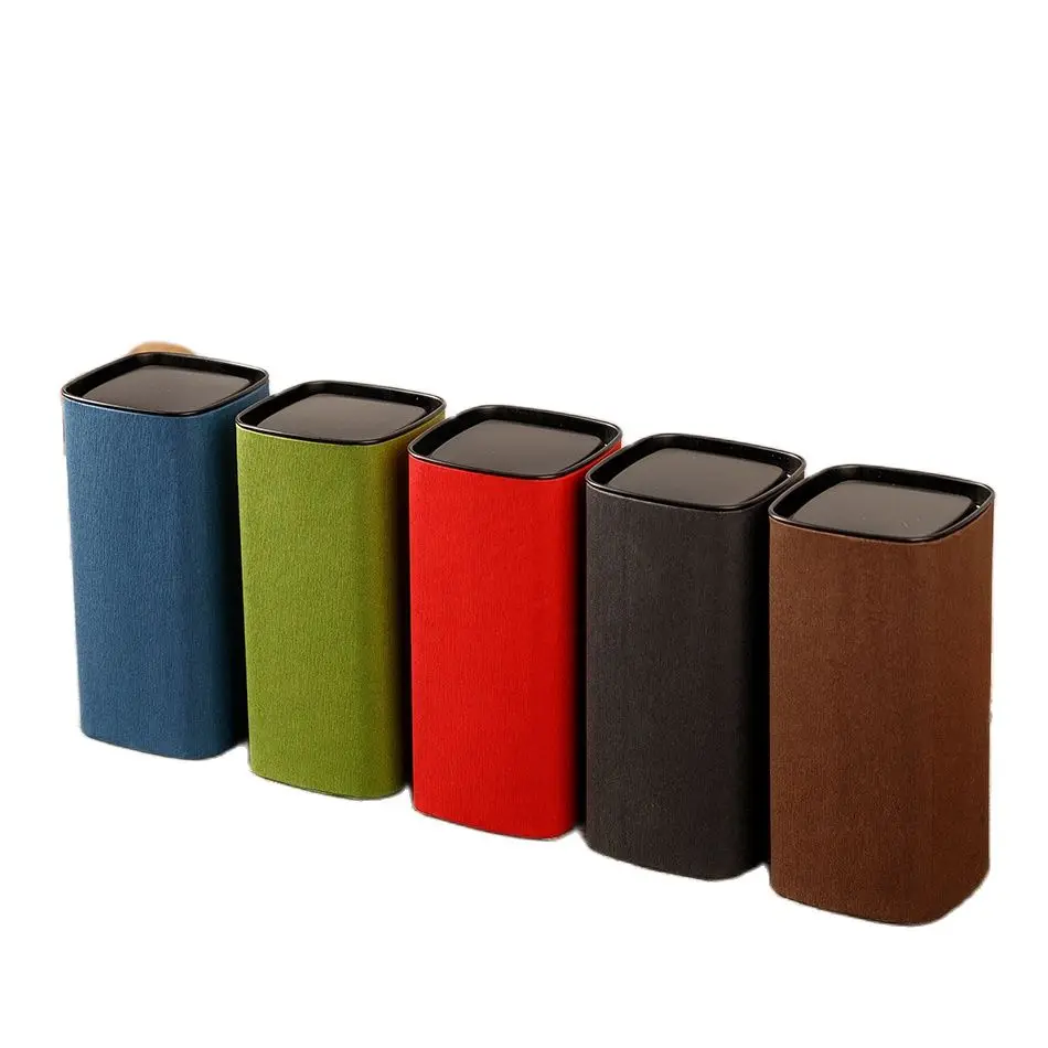 

Square Kraft Paper Candy Recyclable Can Bag Industrial Cardboard Packaging Composite Box Black Tea Tube Tin Lid