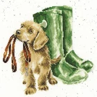 Современная вышивка щенок со свинцом в рот вышивка крестиком собаки с 100% хлопковой нитью и бесплатная доставка для украшения стен