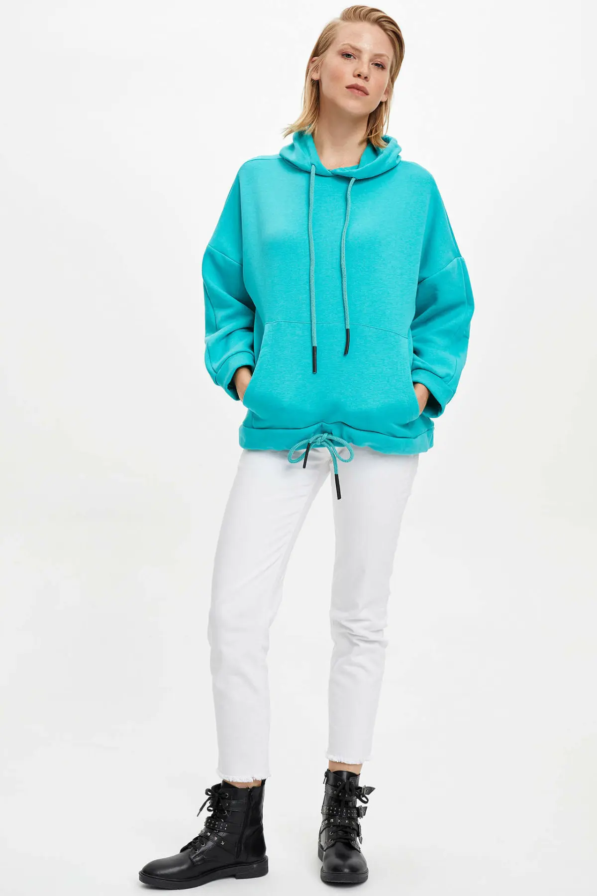 Дефакто Модные женские одноцветные толстовки с капюшоном женская спортивная