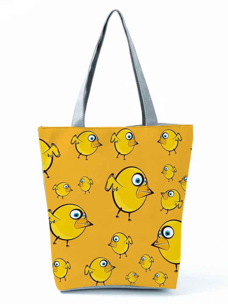 

Yellow Cartoon Animal Pattern Printed Shoulder Bag Ladies Eco Friendly All-Match Women's Casual Tote High Capacity Portable Bags