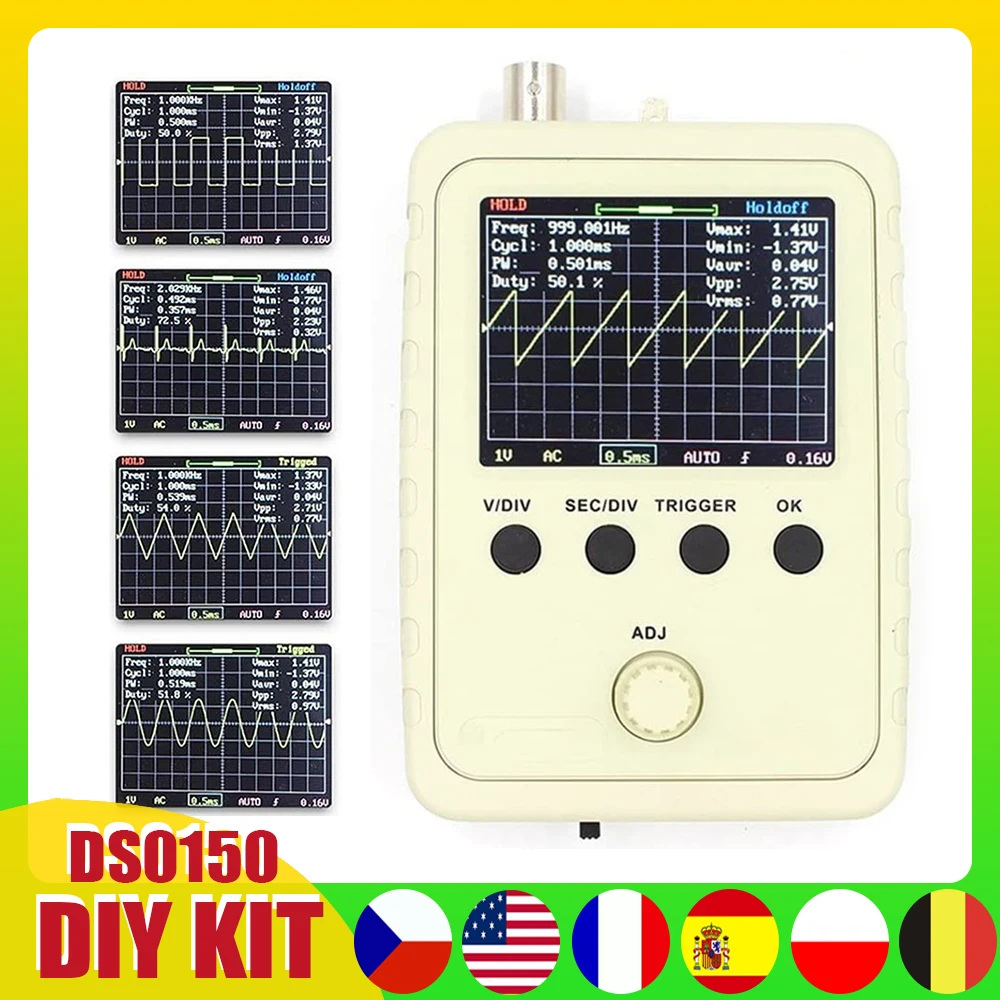 

2.4 Inch TFT Digital Oscilloscope Kit DS0150 (Assembled Finished Machine) with Power Supply BNC-Clip Cable Probe Upgraded DSO138