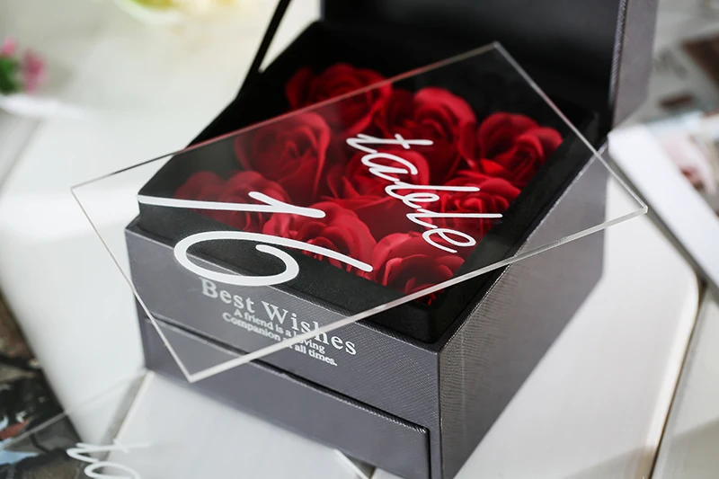 Personalized Wedding Table Numbers with Wooden Holder, Clear Acrylic Table Number Wedding Sign for Table Decor,Unique Sign