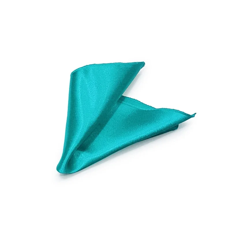 Бирюзовый тонкий галстук на ремешке с нагрудным платком. Галстук платком паше /