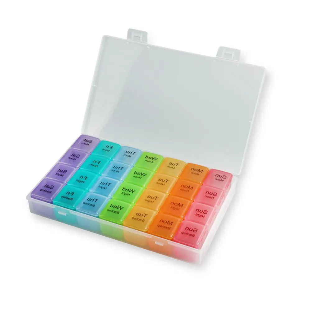 

28 Grid Compartment 4 Week Medicine Storage Organizer Container Pill Box Case Medicine Tablet Portable Dispenser