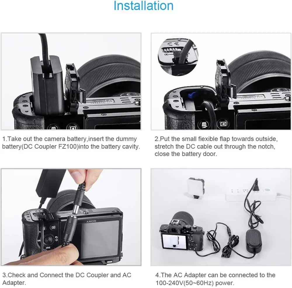 Запасной блок питания Fomito NP-FZ100 AC для зарядного устройства Sony BC-QZ1 совместим с Alpha A7