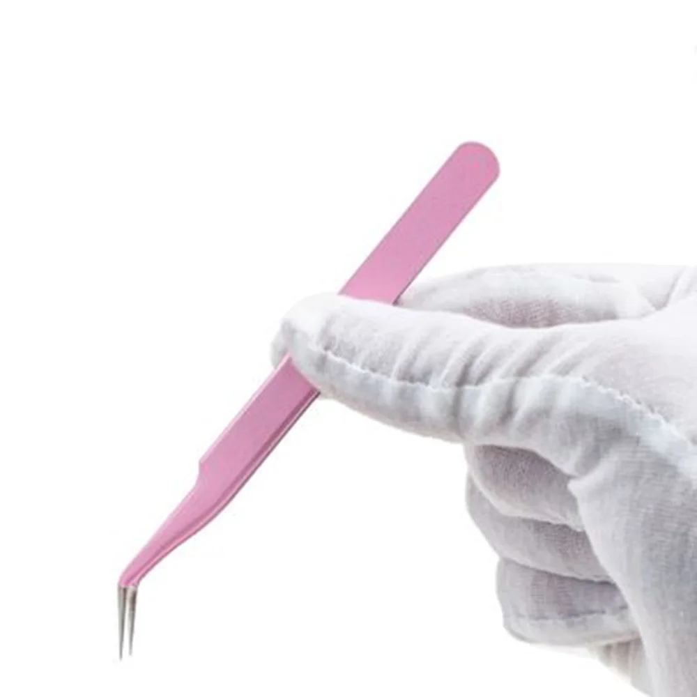 1 шт. Нержавеющая сталь розовый Прямые + изгиб Пинцет для оптовая продажа ресниц