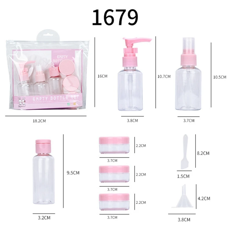 8pcs set 1 набор, портативный спрей, многоразовые бутылки, набор, пластиковый крем для лица, лосьон, контейнер для макияжа, для дома, путешествий, пустые бутылки с распылителем - Цвет: 8pcs set