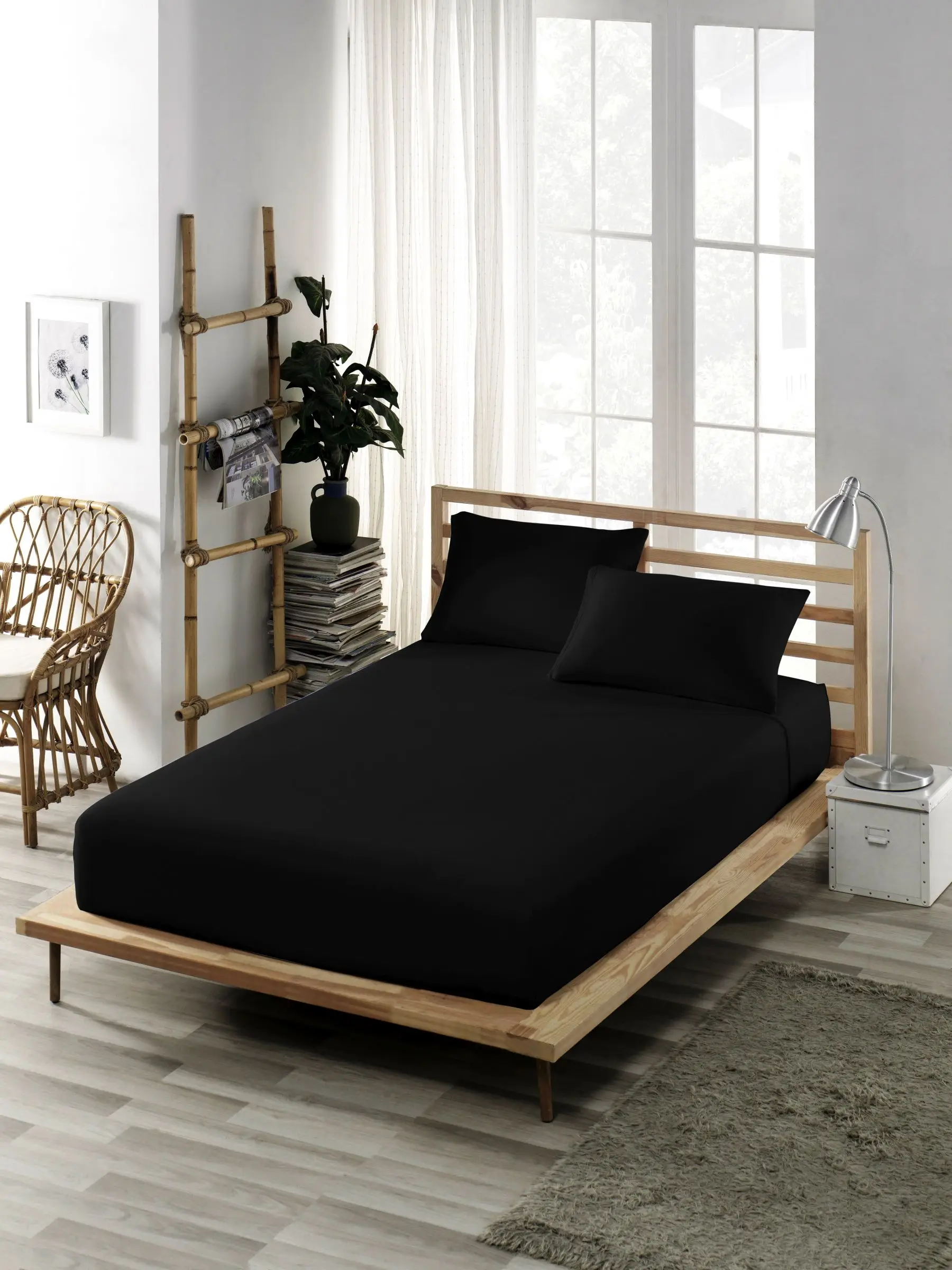 

Bed Sheet (Fitted) (Jersey)-Made in Turkey-Cotton-King Size-Double-Twin-Mattress Cover Black