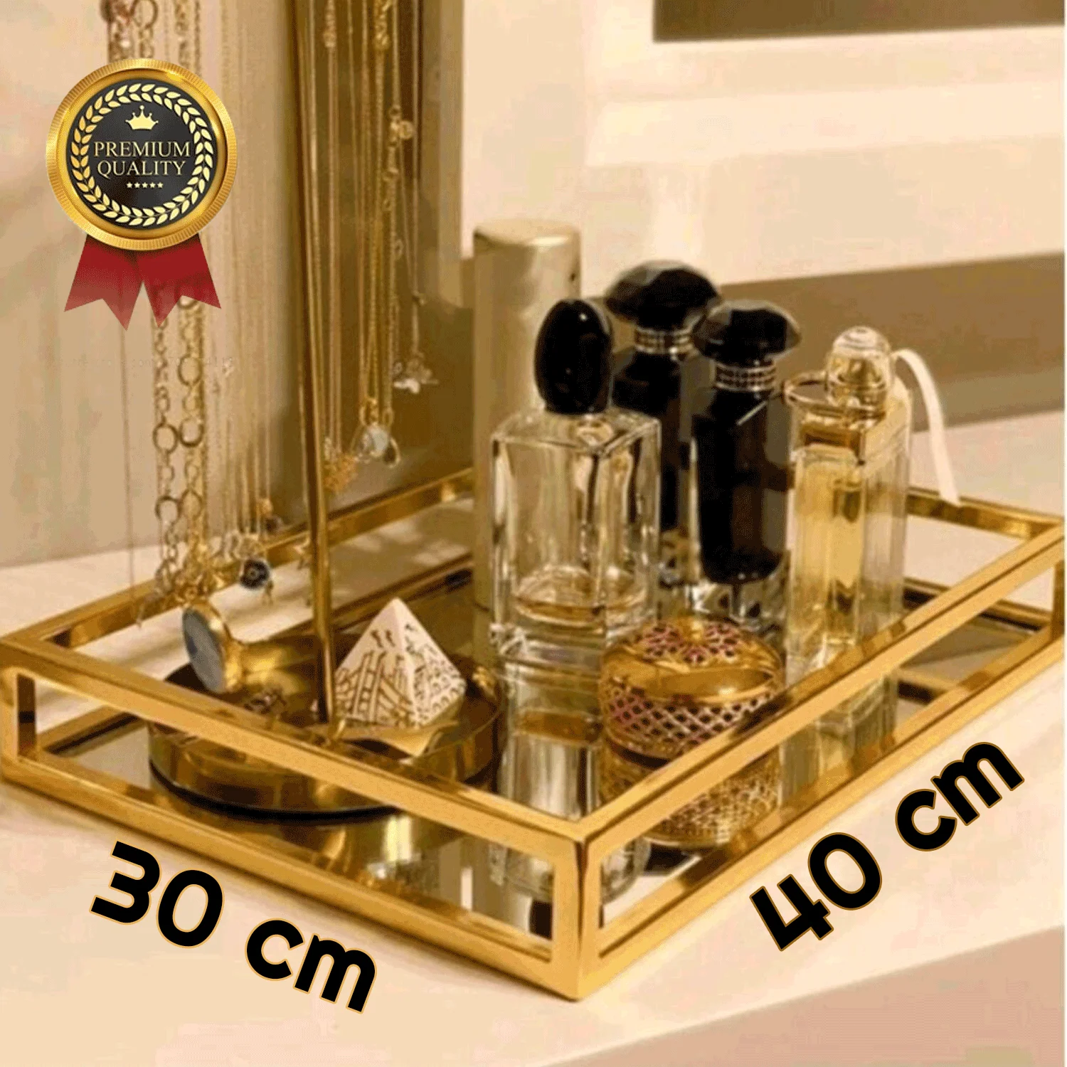 Декоративный зеркальный поднос представления 30x40 см Серебристые горячая