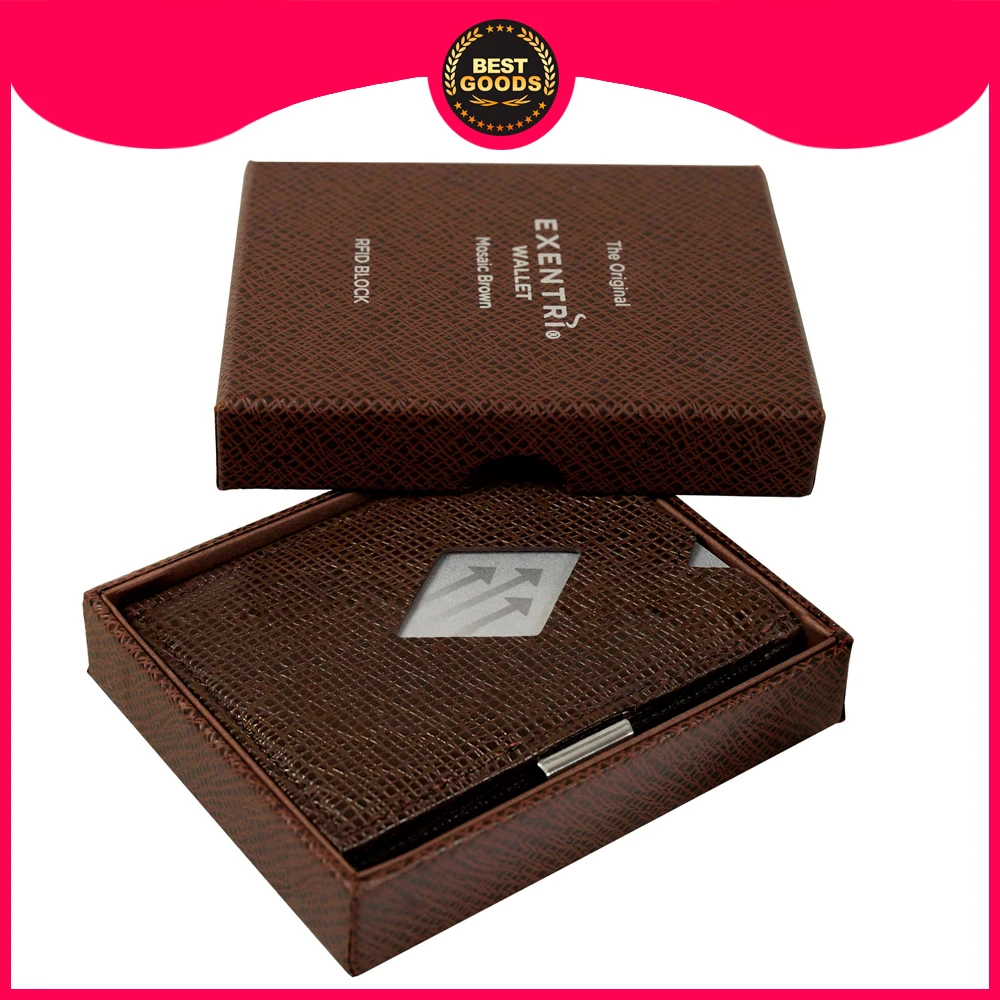 Кошелек из кожи Exentri Wallet для банковский карт монет со стальной застёжкой