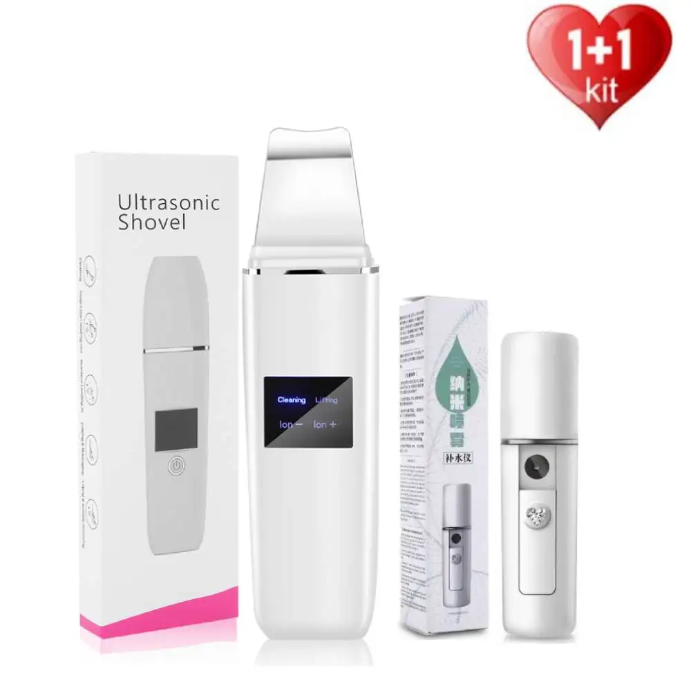 

Ultrasonic Skin Scrubber+Nano Face Steamer Rechargeable Peeling Shovel Facial Sprayer Humidifier Remove Acne Blackhead Beauty