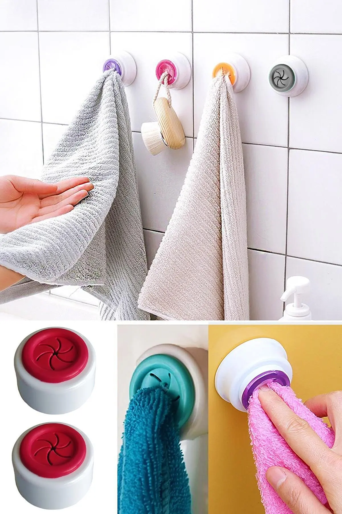 

2'li Silicone Vacuum Mekanizmalı Kitchen Towel Cloth Holder Hanger Clip Adhesive Towel Rack towel rack Bathroom Kitchen