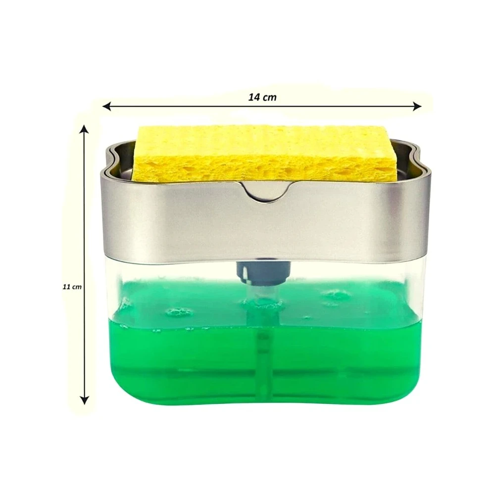 Kitchen Scrubbing Liquid Detergent Dispenser 2 in 1 Hand Press Soap Filling Injector Sponge Automatic 10 Pcs Free | Обустройство дома