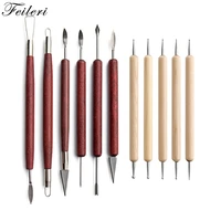 11pcs wooden handle pottery carving tool diy pottery clay tools for pottery sculpture ceramic clay trimming cutting kit