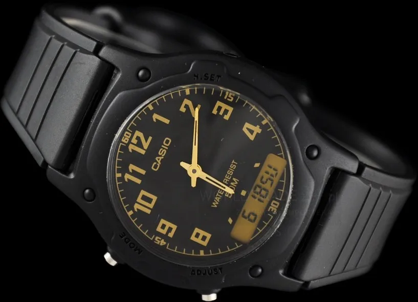 Классические мужские аналоговые цифровые часы Casio AW-49H-1B ремешок из смолы 50 м