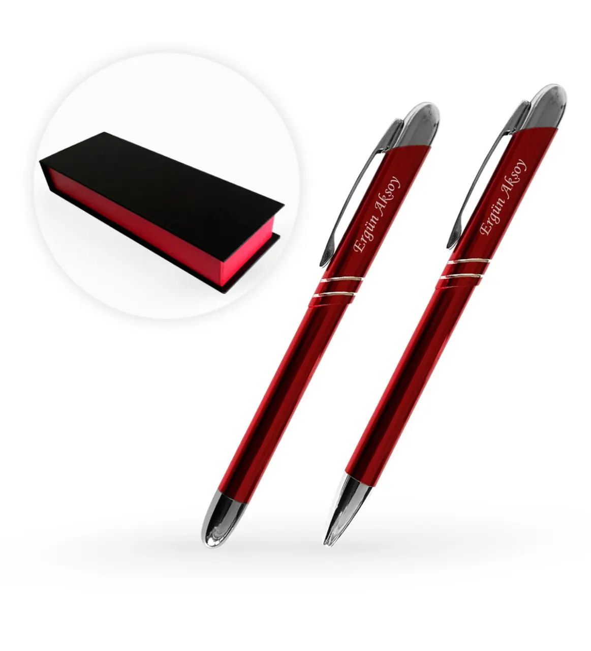 

Personalized Dual Metal Gift Ballpoint Pen Set (Red)