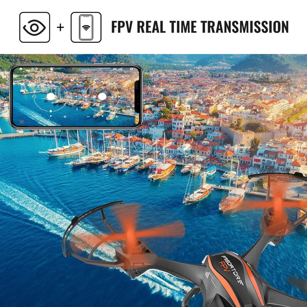 DBPOWER Predator U842 FPV Квадрокоптер Дрон с HD камерой для начинающих и детей большой