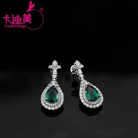 cadermay s925 sterling silver pear shape teardrop cut dangle earrings for women with 7x10mm emerald mosan for engagement wedding