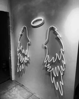 %d0%b0ngel wings and halo neon sign custom neon sign light wedding decor party decor wall decor photo zone store decor wings sign