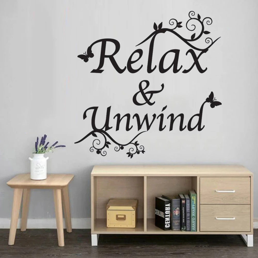

Relax & Unwind Quotes Wall Decals For Bedroom Livingroom Decoration Stickers Removable Vinyl Murals Poster HJ0963