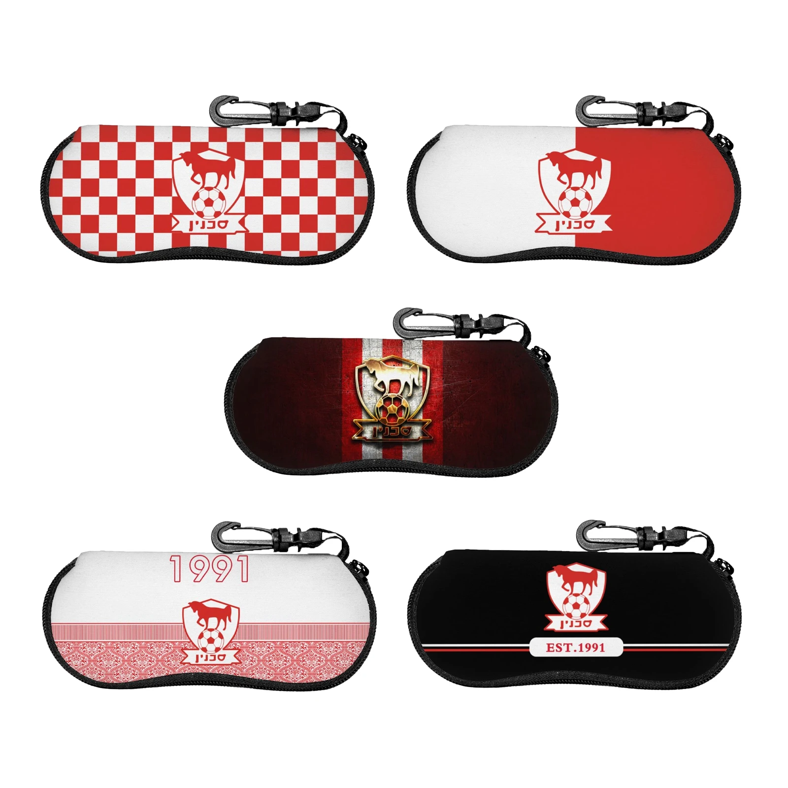 

Israel Bnei Sakhnin Fc Eyeglass Case Eyewear Case Bag Sunglass Glasses Protective Case with Belt Clip Unisex