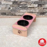 natural wood decorative lux cat small dog 2li infant food container paw print detayl%c4%b1 ceramic bowl pet products household type pink