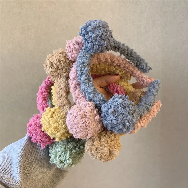 Зимний плюшевый ободок Levao с двумя шариками шерстяная лента для волос девочек