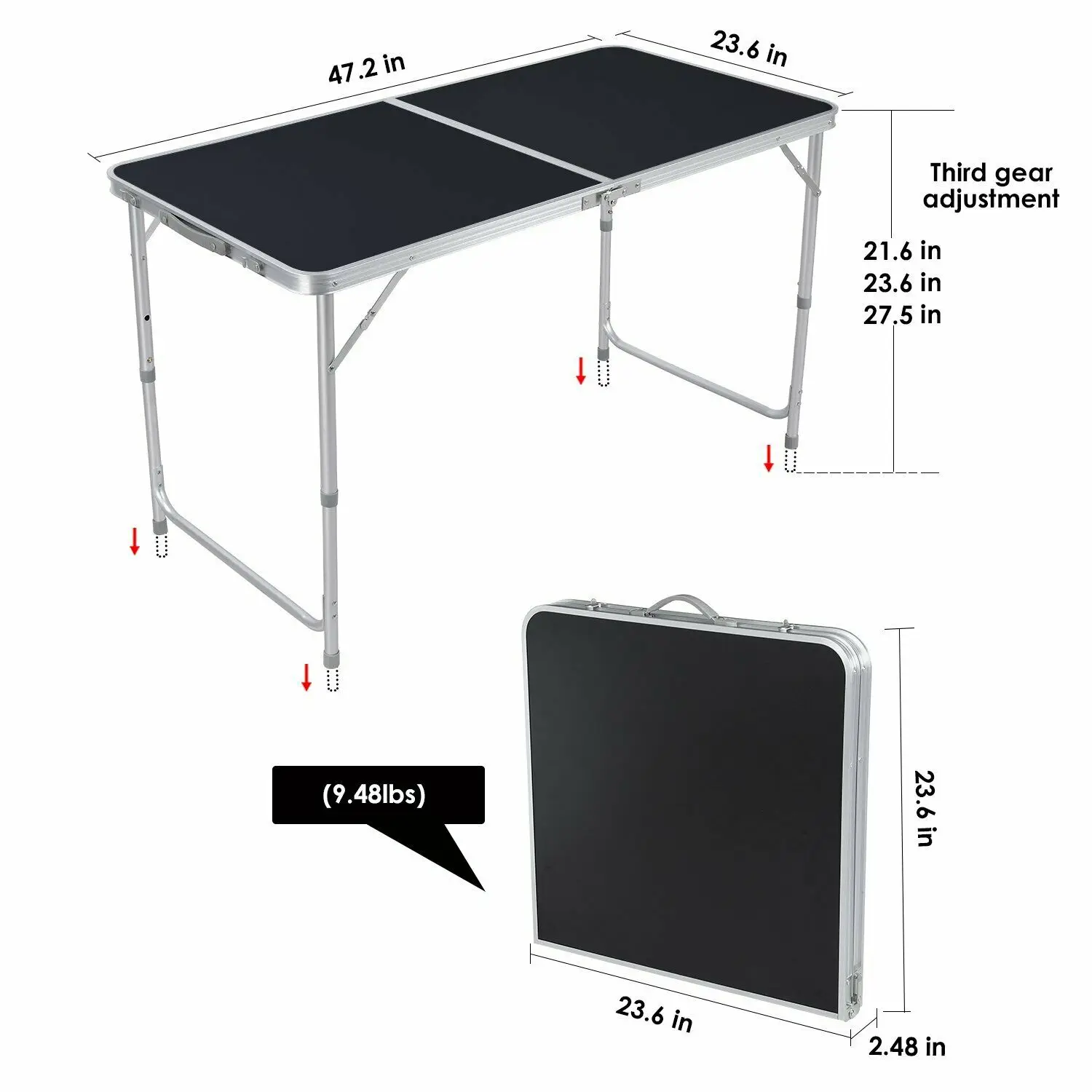 저렴한 야외 캠핑 테이블 휴대용 접이식 책상 가구 컴퓨터 테이블 알루미늄 하이킹 등산 피크닉 접는 테이블의 자 HWC