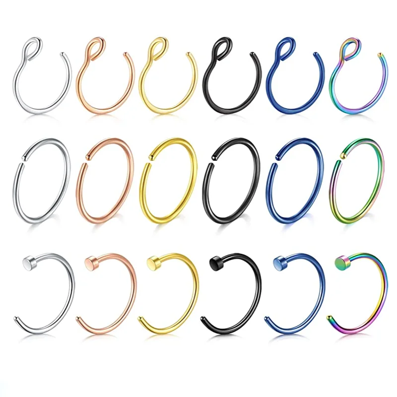 Кольцо имитация для пирсинга носа из нержавеющей стали 1 шт.|Украшения тела| |