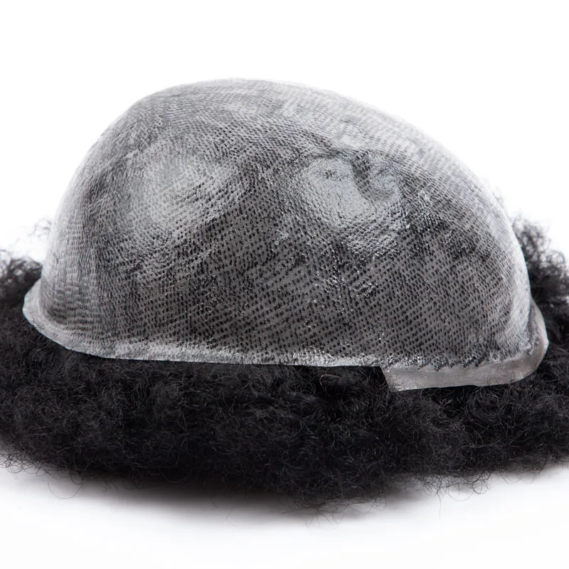 Мужской Прочный парик Toupee 0 1 мм из искусственной кожи для инъекций мужской чёрных