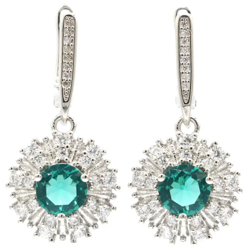 Женские серьги из серебра с фиолетовым аметистом и аквамарином 33 х15 мм|dangle