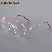 mujer gafas titanium diamond trimmed rhinestones women optical prescription glasses frame eyeglasses spectacle female eyewear