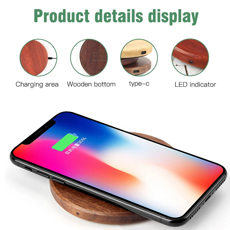 ongoo slim wood wooden wireless chargers headphone mobile phone walnut wood fast charger phone with qi enabled charger 15w free global shipping