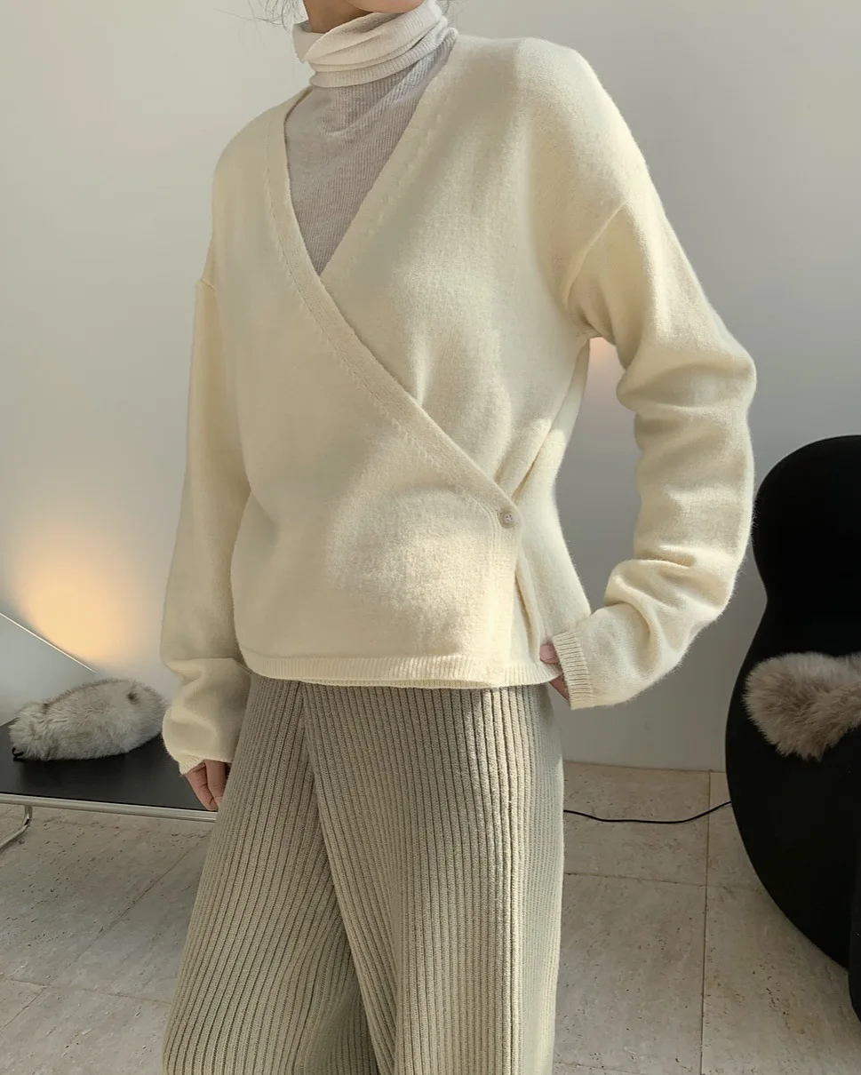 

Новый женский кашемировый кардиган с V образным вырезом loveMODA