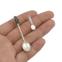 2pcslot spoon charms antique silver color cutlery pendants jewelry findings for diy handmade jewelry making