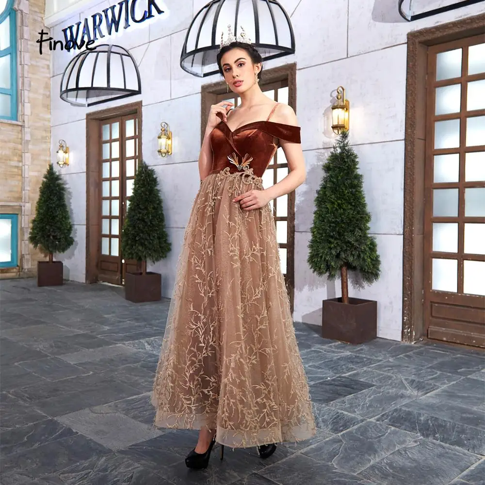 Finove элегантные платья для выпускного вечера Robe De Soiree Сексуальное Милое винтажное длинное платье цвета шампанского со шнуровкой сзади Вечерние платья