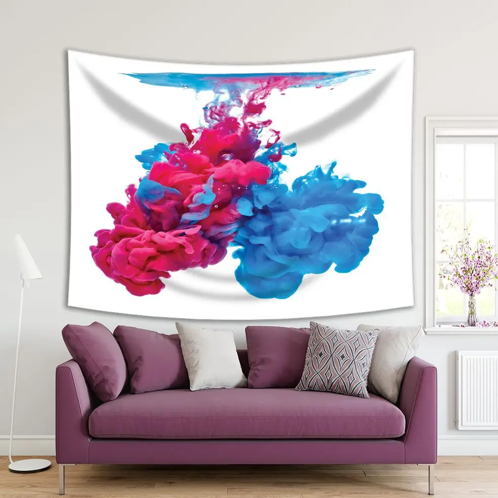 

Tapestry Paint in Water Clouds Abstract Modern Decorative Bright Colored Artwork Blue Red